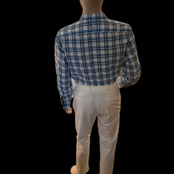 Multi Blue Plaid Shirt Banana Republic Custom 078 Camden Fit Large - Picture 5 of 5